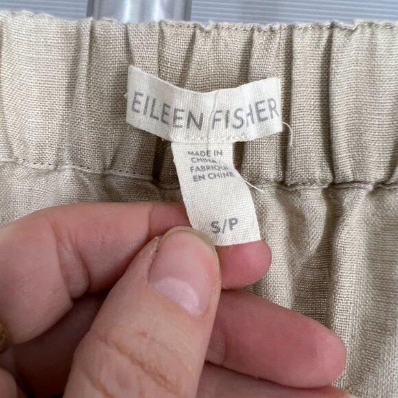 Eileen Fischer Tan 100% Linen A-Line Faux Wrap Midi Skirt Sz S - Picture 9 of 12